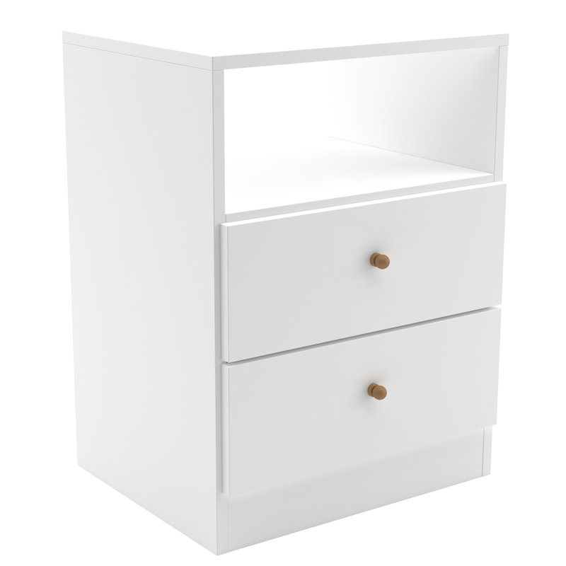 Table de chevet 2 tiroirs Hawkinsville, Blanc
