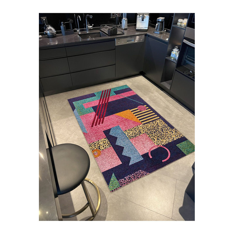 Tapis décoratif multicolore à motif géométrique tissé, Tapis de couloir 2 pi 6 po x 6 pi 7 po inclus