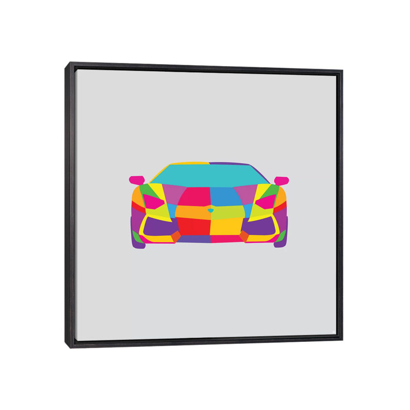 «Lambo» par Yoni Alter, impression sur toile, H 18 po x l 18 po x 1,5 po, Toile avec cadre noir patiné, Pas de tapis