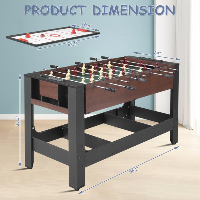 54” 4-in-1 Swivel Multi-game Table - Combo Game Table Set with Air Hockey, Billiards, Foosball, Ping Pong