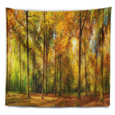 Magnifique automne de la tapisserie de la forêt ensoleillée Landscape