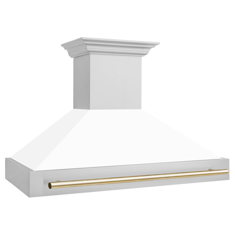48" Autograph Edition 700 CFM Ducted Wall Mount Range Hood in Matte Black, White Matte/Gold