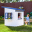 Teamson Kids Wooden Playhouse Wendy House with Rainbow Shade, Kitchen, Flower Box & Bench, Mint-114160252