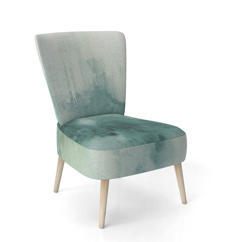 Upholstered Floral Side Chair - Modern floral Accent Chair, Ombre Blue Polyester Blend 2
