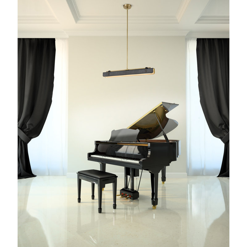 1 - Light LED Pendant, Black, Vintage Brass
