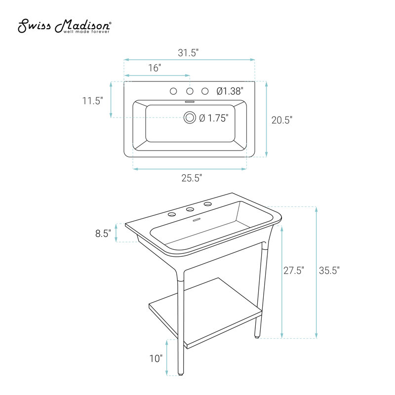 Lavabo console de 32 po Ivy