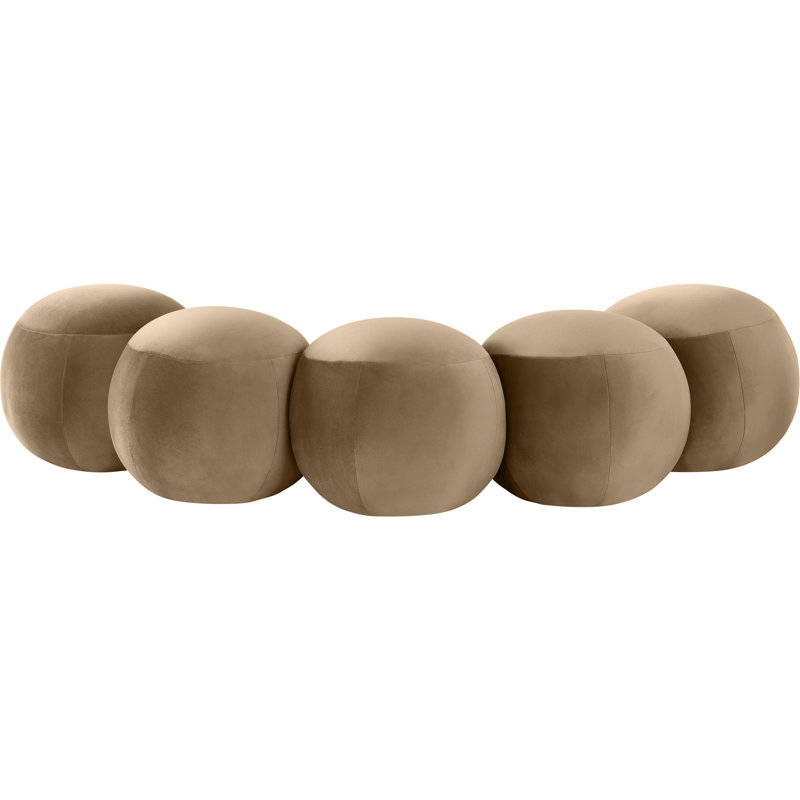 Apollo Velvet Bench, 18" H x 74.50" W x 38.50" D, Beige Velvet