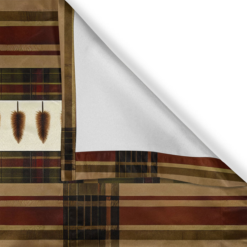 Sepia Maroon Olive Green Striped Satin Rod Pocket Valance