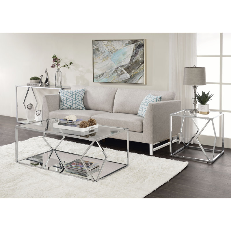 Anlaug Rectangular Coffe Table with Glass Top