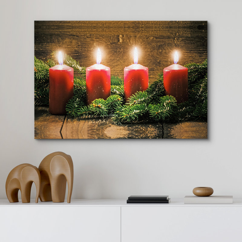 Christmas Holiday Celebration Candles X07 - Photographie sur toile tendue, H 12 po x l 18 po