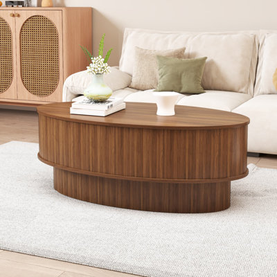 41 Inch Oval Lift Top Coffee Table With Storage, Small Center Table With Lifting Top For Living Room