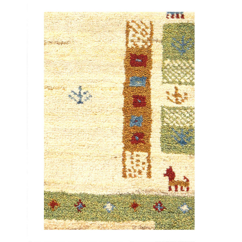 Tapis persan rouille et beige Gabbeh Lori Baft 1 pi 4 po x 2 pi