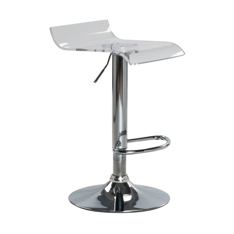 Tabouret tournant à hauteur réglable en acrylique avec base chromée