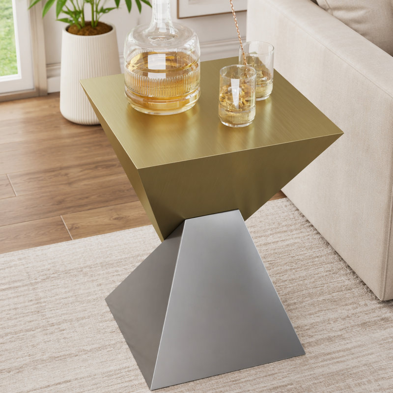 Table de bout moderne en acier inoxydable avec finition brossée pour la mode