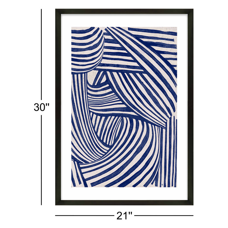 Blue Waves. Set of 2 by Marco Marella for Studio M - Framed Wall Art, Black Framed, 30" H x 21" W x 1.25" D
