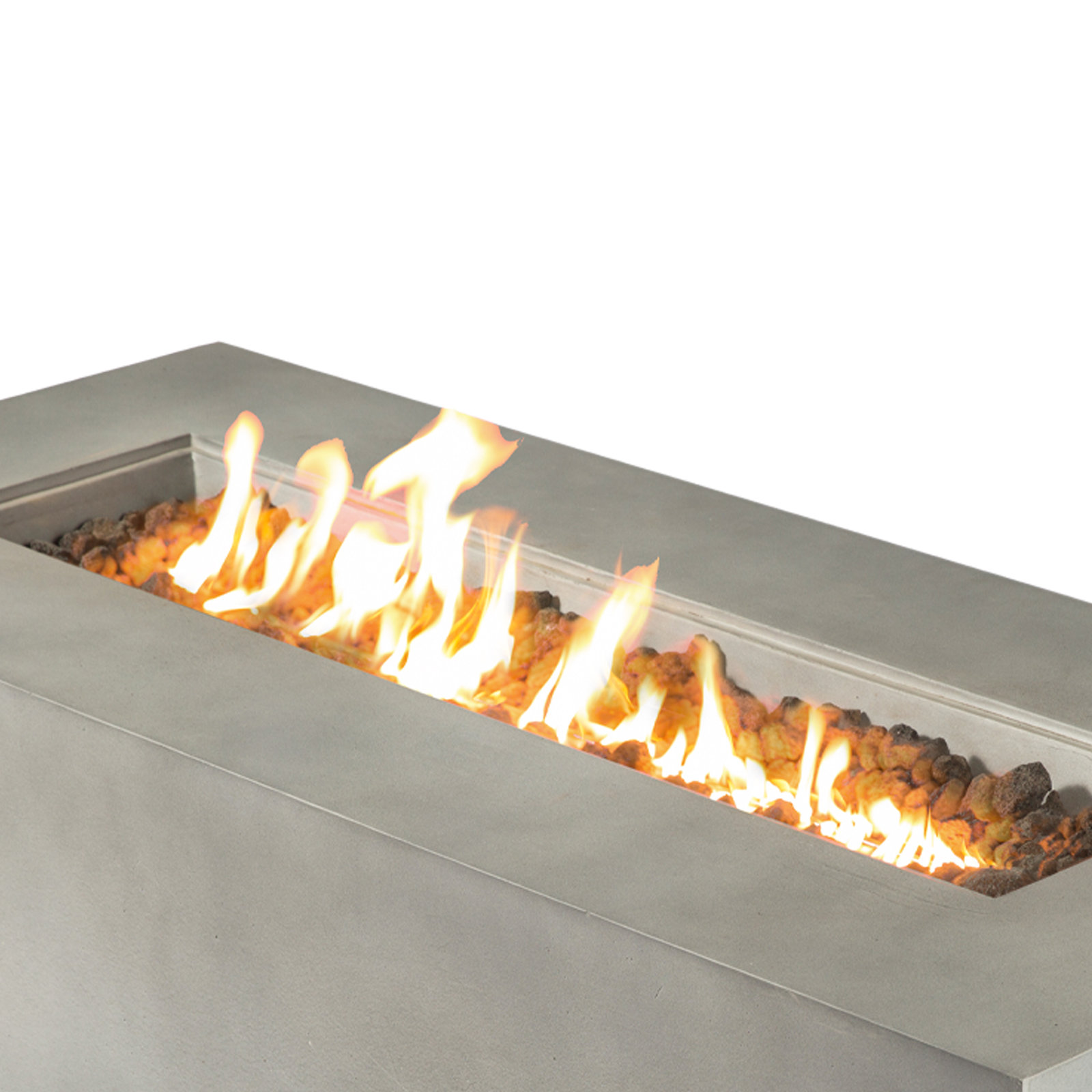 Rashid Concrete Propane Rectangle Outdoor Fire Pit Table, Natural Concrete, 16" H x 42" W x 20" D