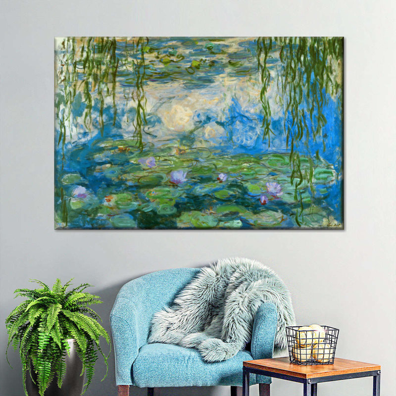 Paysage abstrait, nénuphars sur toile, H 8 po x l 12 po x P 1 po