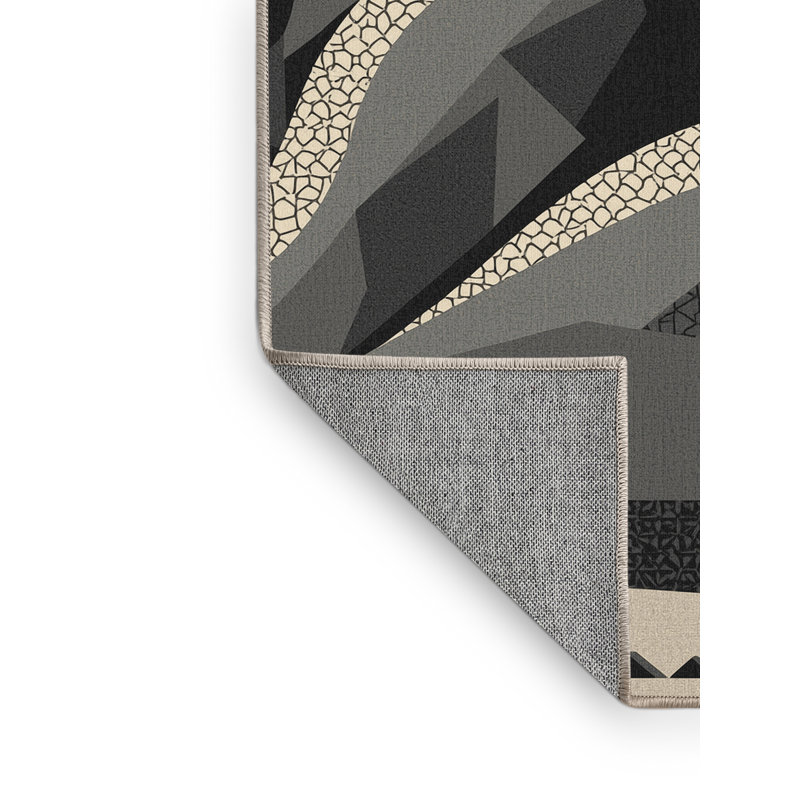 Machine Washable Outhe Global Inspired Moroccan Rug in Beige – Beige Binding, 5' Square