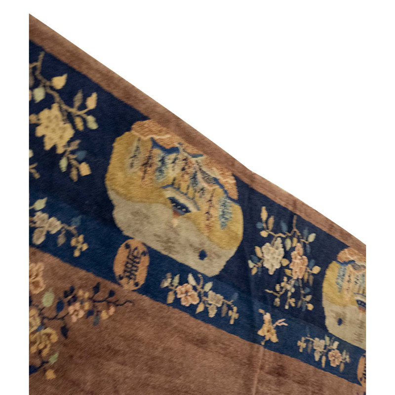 Tapis unique aubergine / bleu en laine noué à la main 12 pi x 16 pi 9 po