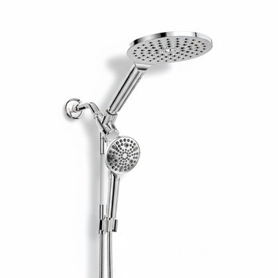 Filtered Dual Rain Shower Head with Handheld, Adjustable Bar