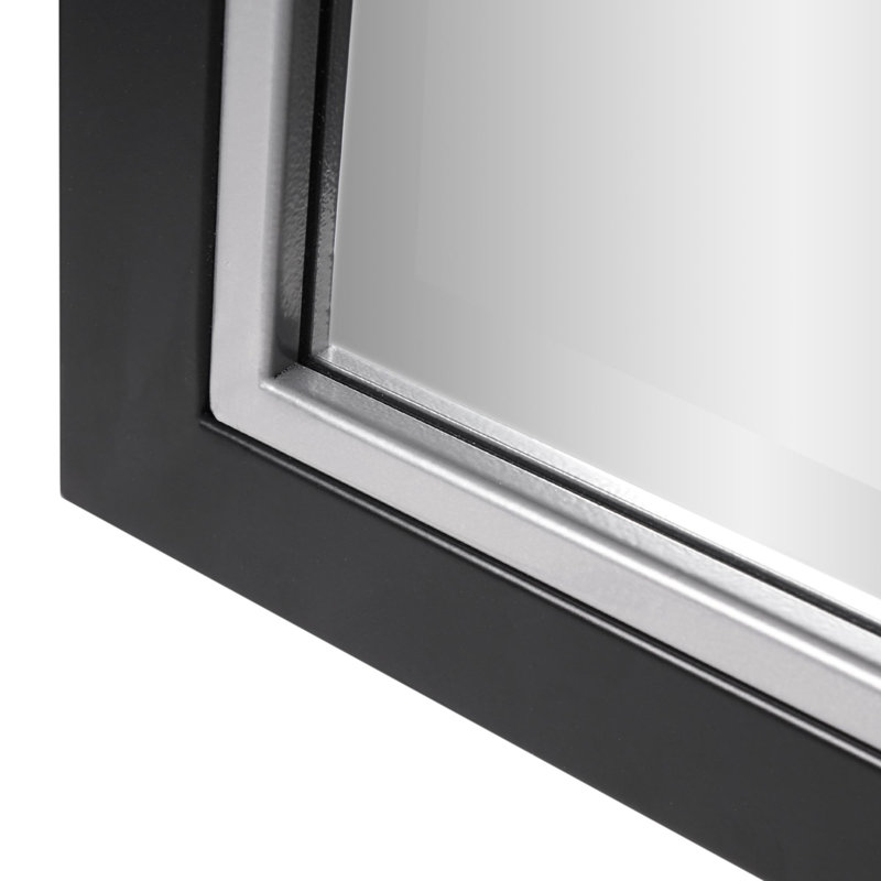 Miroir de salle de bain Wilguy, 24 po x 30 po, Noir brossé / chrome