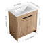 Armoire de salle de bain autoportante avec lavabo. 30 po de largeur. Céramique. 2 portes à fermeture en douceur. Contreplaqué. Meuble-lavabo moderne pour la salle de bain. Lavabo en céramique blanche inclus. Fabriqué en imitation chêne-2011296732-2011296704
