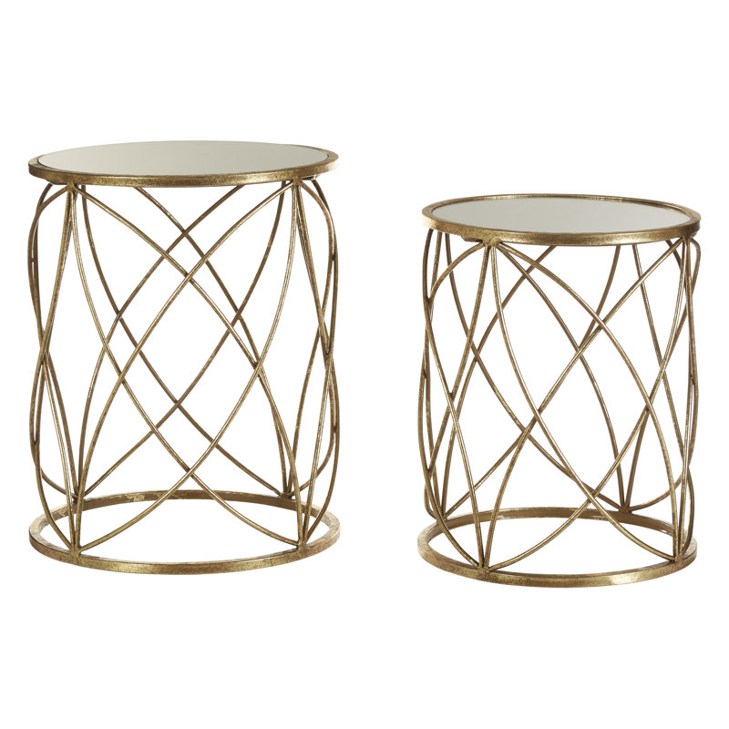 Caggiano Glass Top Frame Side Table Set