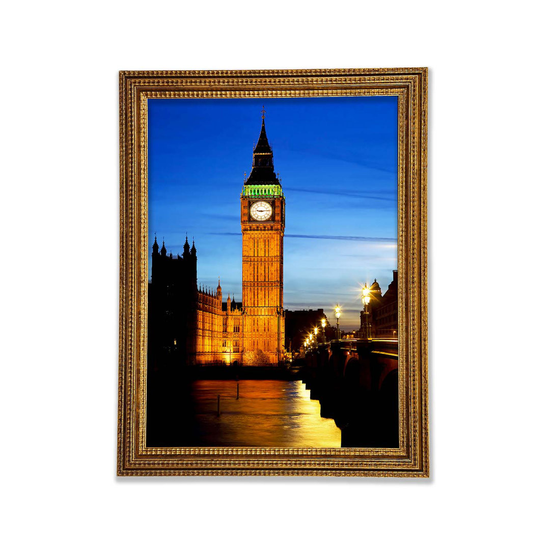 Gerahmtes Poster London Themse Reflexion von Big Ben