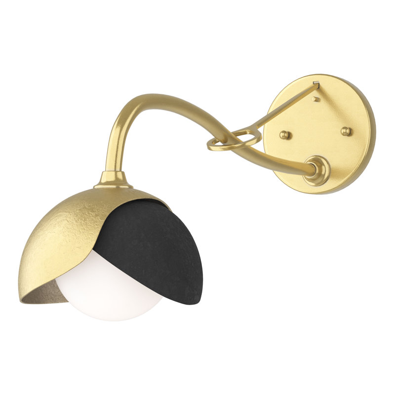 Brooklyn 1 - Light Hardwired Armed Sconce, Modern Brass, Black