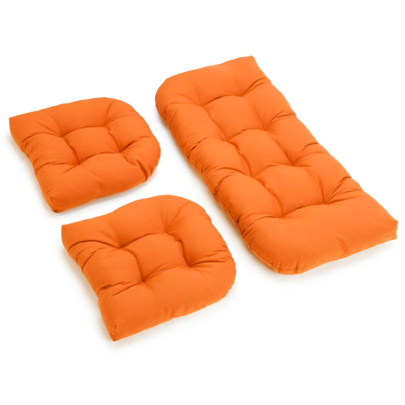 Outdoor 5'' Loveseat Seat Cushion, Tangerine Dream