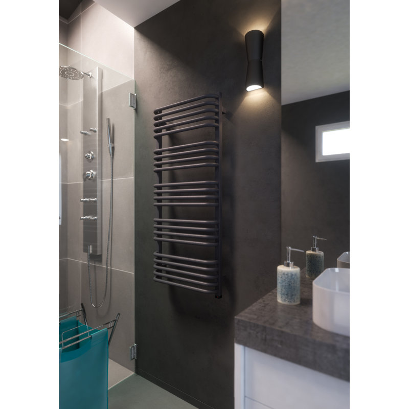 Alex One Electric Towel Rail, 1140cm H x 50cm W x 132cm D, Curved Towel Rail, Grey