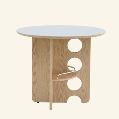 Medieval-style Sintered Stone round dining table with storage compartments, MDF legs. Suitable for a home dining room, for a family of 2 to 4 people. Double-layered tabletop.