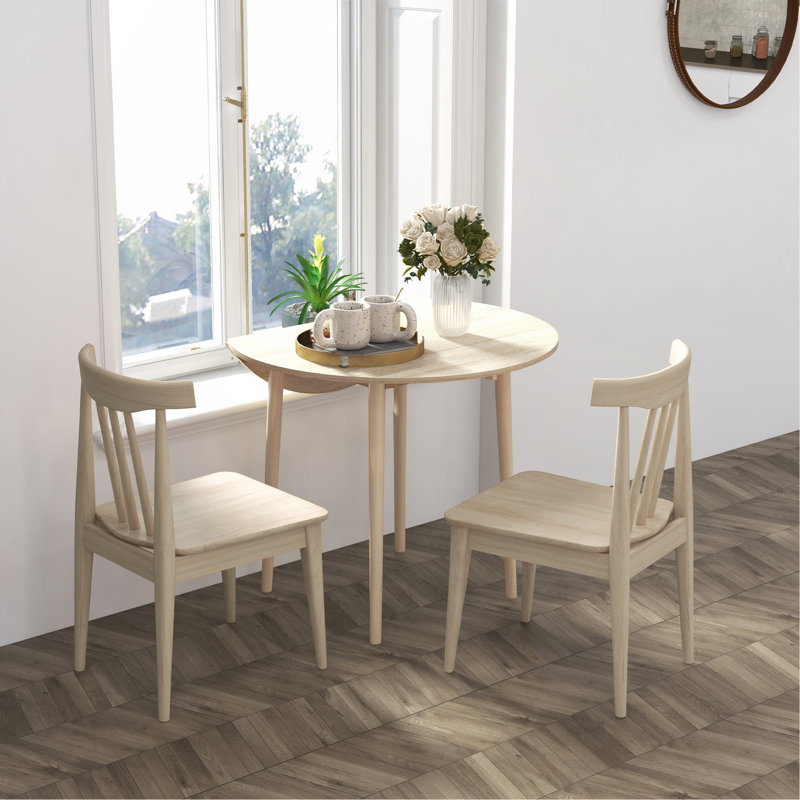Petite table de cuisine de 35 po, table rabattable rabattable pour petits espaces, table de salle à manger pliante ronde avec pieds en bois massif pour la cuisine, la salle à manger, couleur chêne