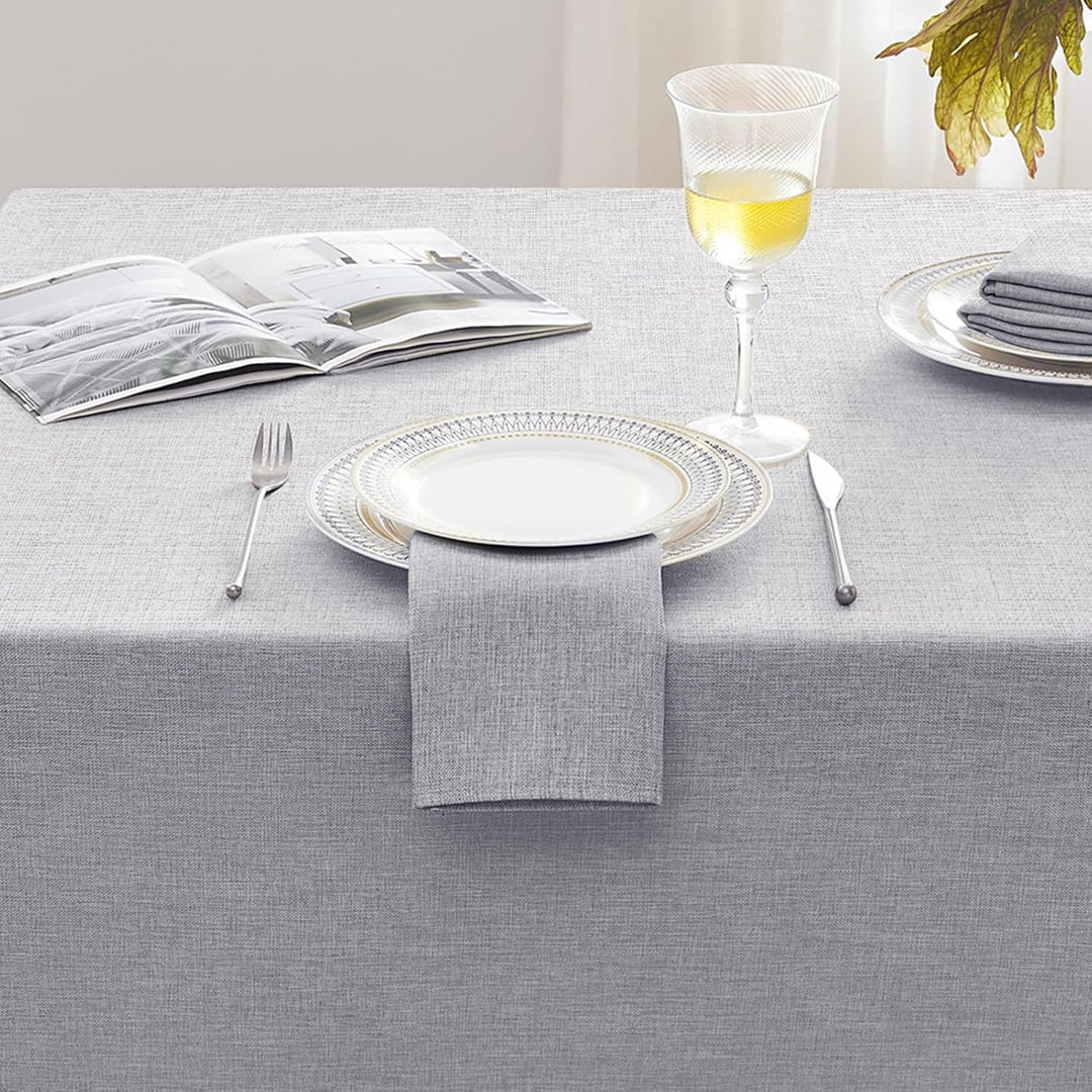 140×200cm Rectangular Faux Linen Wipeable Water Resistant Tablecloth