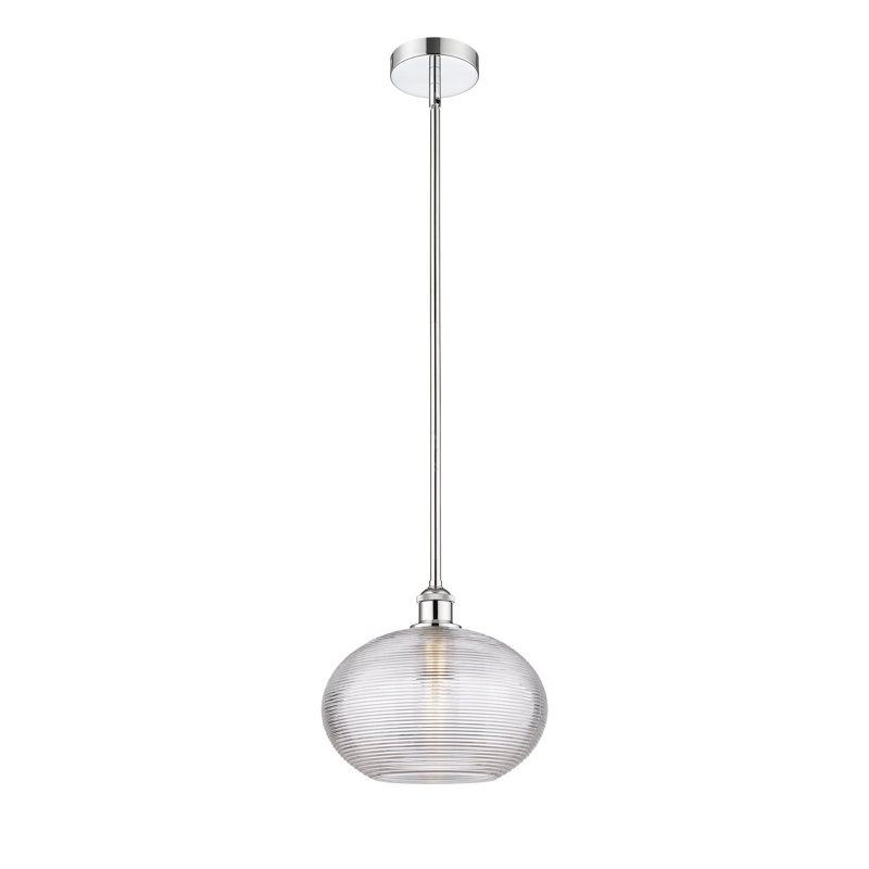 Luminaire suspendu 1 tige Edison Adamariz-616-G555, H 10,25 po x l 12 po x P 12 po, Chrome poli