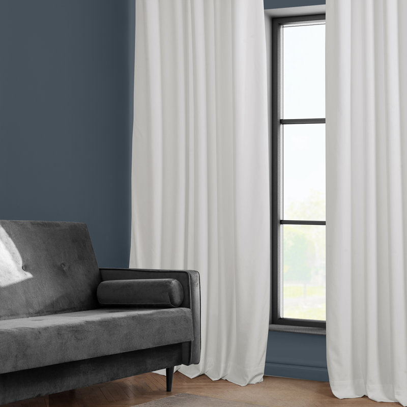 Matra Room Darkening Rod Pocket Single Curtain Panel, Pillow White, 100" W x 84" L