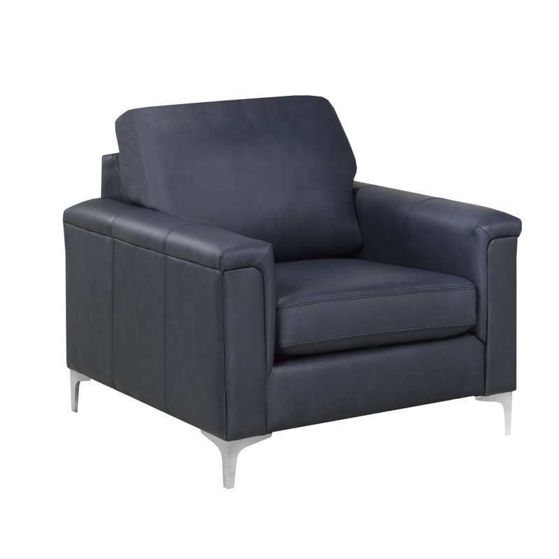 Fauteuil Karlysia, Assortiment de cuir bleu marine