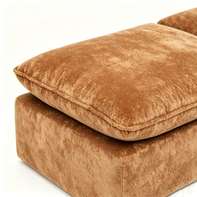 Canapé modulaire en forme de L 107 po avec repose-pieds mobile et coussins pour le salon, Orange Boucle