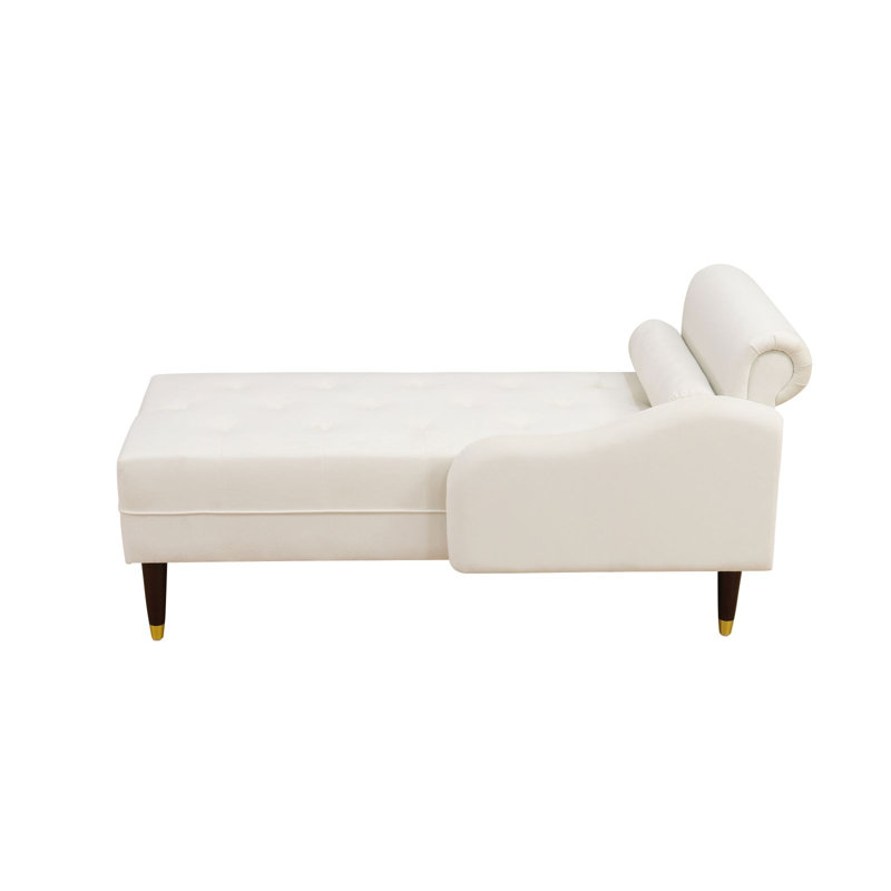 59" Sherpa Chaise Lounge Indoor,Lounge Chair With Right Armrest & Lumbar Pillow For Living Room/Bedroom/Office, White