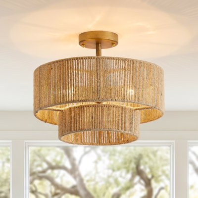 Plafonnier cylindrique semi-encastré 15 po à 2 niveaux et gradateur cylindrique Boho