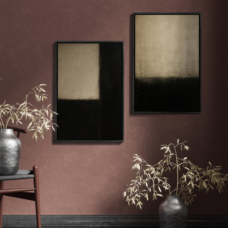 Art mural encadré, rétro, antique, classique pour chambre à coucher - 16 po x 24 po x 2 panneaux, H 24 po x l 16 po, Noir