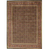 Baku Hand Knotted Wool Floral Area Rug in Navy/Rust