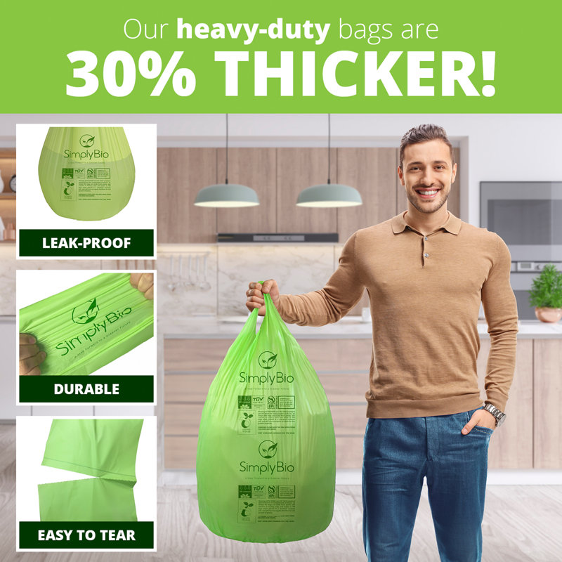 13 Gallons PLA And PBAT Based Trash Bags - 30 Count