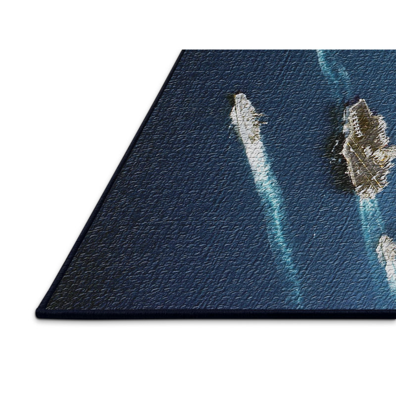 Tapis bleu Ships, Rectangle 2 pi x 3 pi