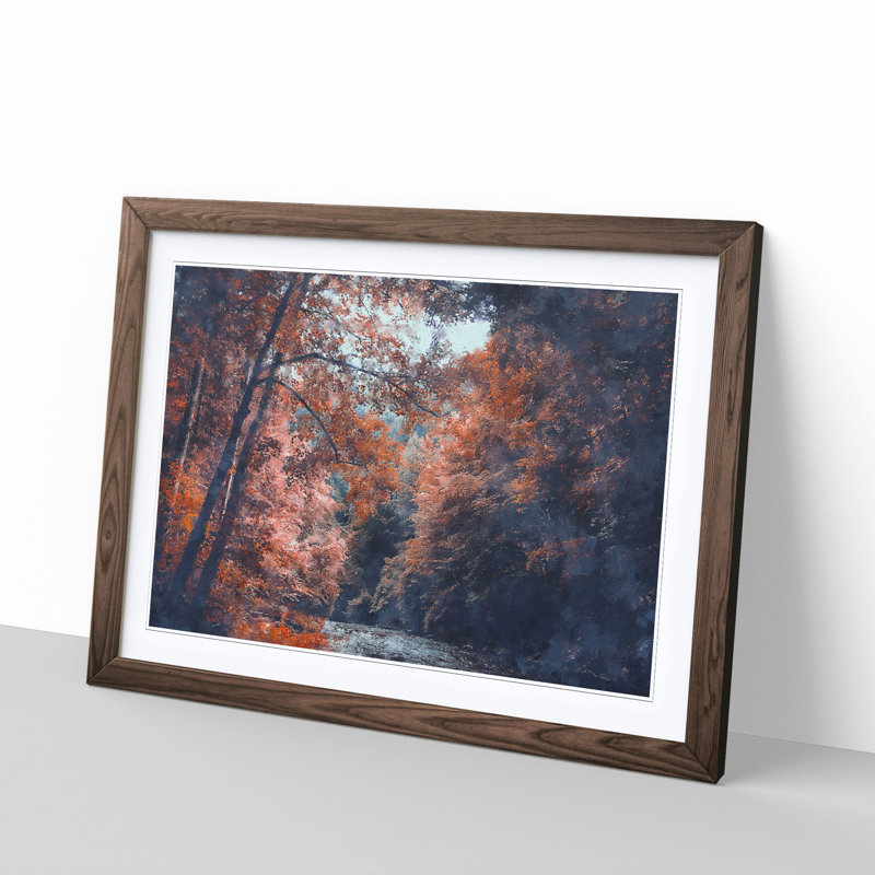 Stream Behind the Red Trees - Picture Frame Graphic Art Print, Walnut Framed, 24cm H x 33cm W x 2cm D