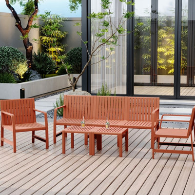 Abricot brun 5 meubles pour l'intérieur et l'extérieur - 3, 2 chaises, tables basses, rouille, Pp imperméable, espace, cadre confortable de conception profonde, installation rapide et facile, balcon Smart Space