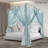 European Style Light Filtering Bed Curtain, 3-Door Elegant Lace Canopy Netting with Ties, 70.87" W x 86.61" L-114813828