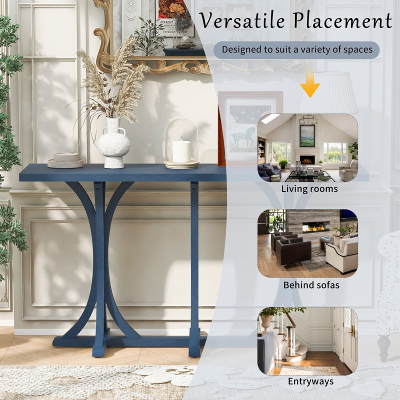 Thedrick 59.8'' Wooden Veneer Top Console Table, Navy Blue