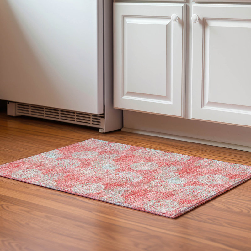 Tapis saumon Prisco lavable à la machine de qualité supérieure, Rectangle 1 pi 8 po x 2 pi 6 po