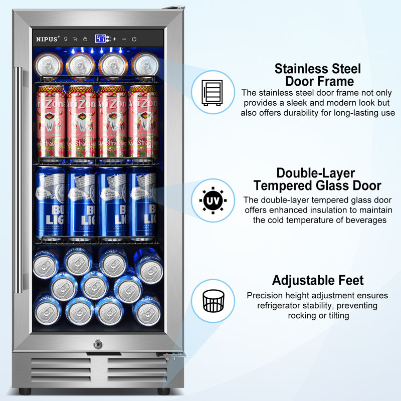 Compact Stainless Steel Undercounter Smart Beverage Refrigerator